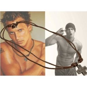 Cross Pendant Men’s Leather Cord Necklace